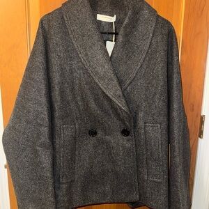 Commense Charcoal Double-Breasted Pea Coat
